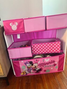 Delta Pink Minnie Mouse Kids Storage Organizer with Fabric Bins
